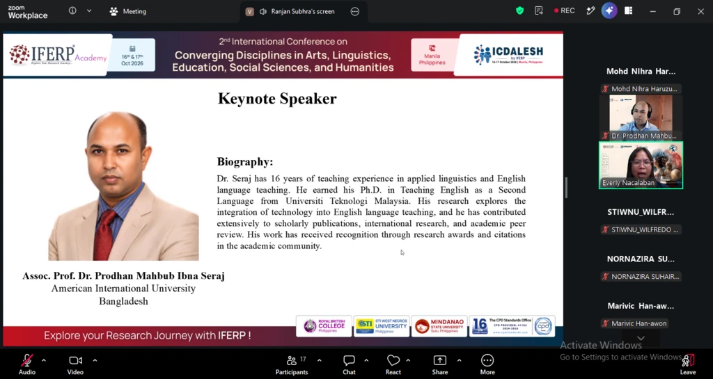 Keynote Speech by the Head of the Department of English at ICDALESH-2026